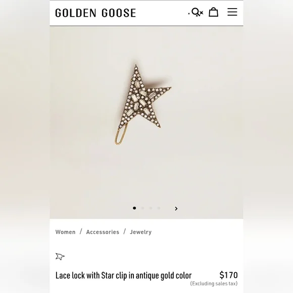 NIB ✨️Golden Goose Lace Lock Star Pin In Antique Gold Gorgeous✨️ - Picture 4 of 14